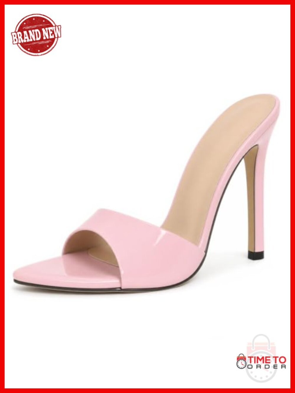 Women's Open Toe Stiletto Mule Sandals Pointed Toe Slip-On High Heels